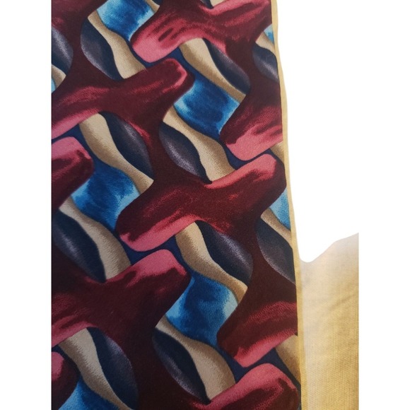 J Garcia Mens Tie Necktie Designer Luxury Red Blue Tan Abstract Corporate Casual - Picture 2 of 11